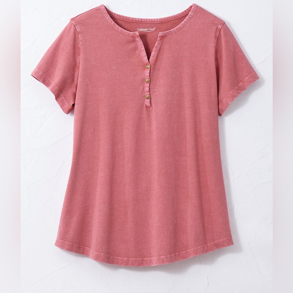 New with tags! Coldwater Creek Vintage Wash Henley in Dusty Rose